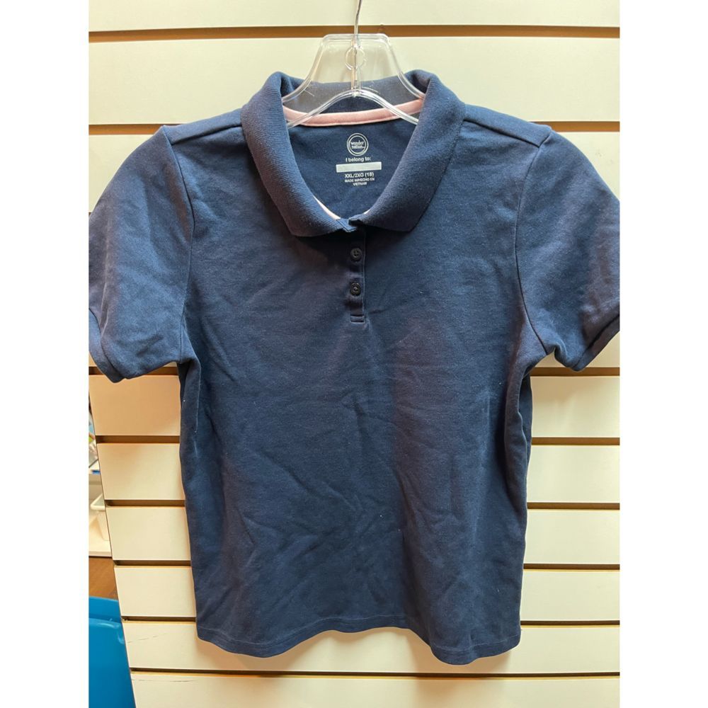 Girls Navy Blue Collared Uniform Shirts